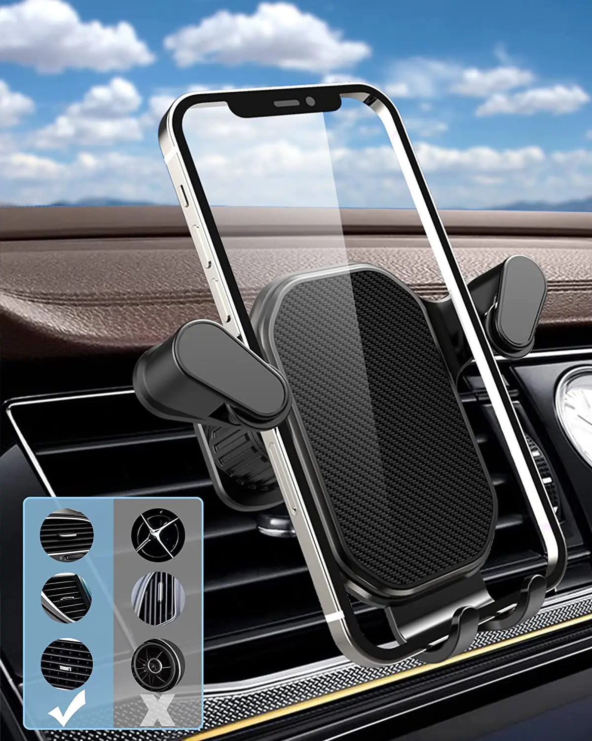 Universal Car Hook Base Phone Holder for Car Air Vent Dashboard Mobile Phone Navigation Bracket Anti-drop Phone Car Stand Holder