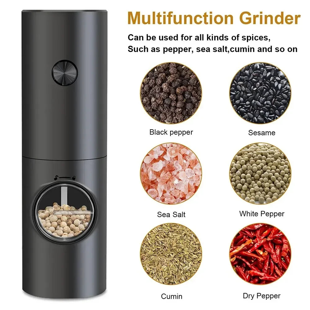 2PCS Electric Salt And Pepper Grinder With Adjustable Coarseness Refillable Mill Battery Powered Kitchen Automatic Gadget Mortar