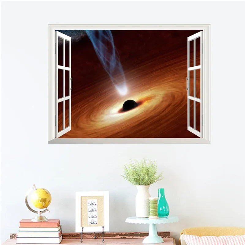 Black Hole Nebula Planet Star Wall Stickers For  Room Decoration Vivid 3d Space Theme Mural Art Diy  Decal Pvc Poster