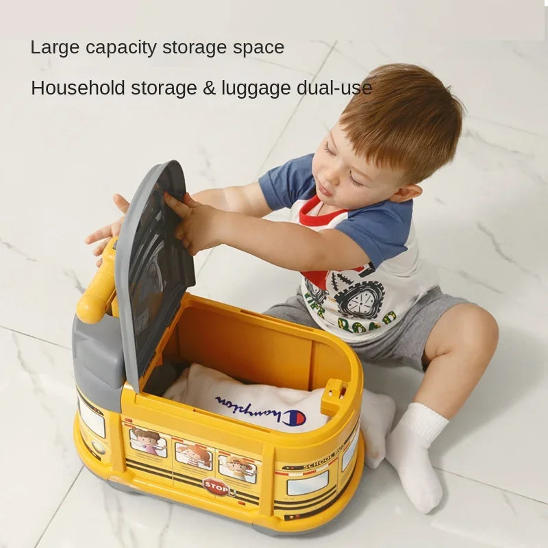 Multi-functional Child Cartoon School Bus Can Storage Sliding Children's Fun Yo-yo Cars Kids Birthday Gift Ride on Toys Trolley