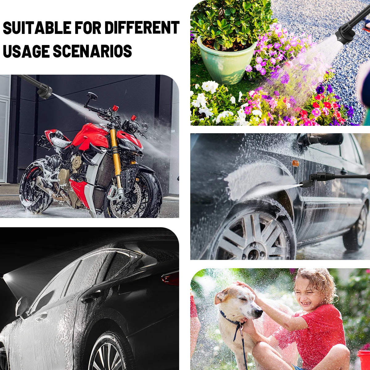 200Bar Brushless Electric High Pressure Car Washer 6IN1 Car Wash Water Gun Garden Cleaning Spray Gun for Makita 18V Battery