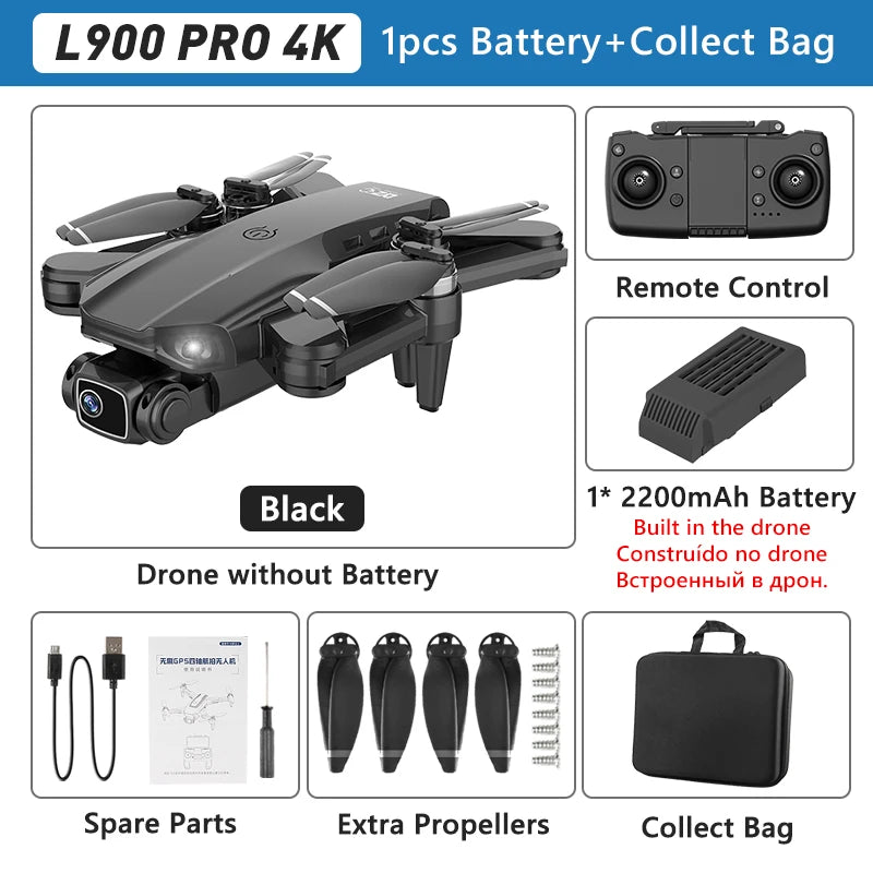 طائرة LYZRC L900 PRO GPS بدون طيار 4K احترافية عالية الدقة بكاميرا مزدوجة 5G WIFI محرك بدون فرشاة FPV طائرة رباعية المراوح قابلة للطي للتصوير الجوي