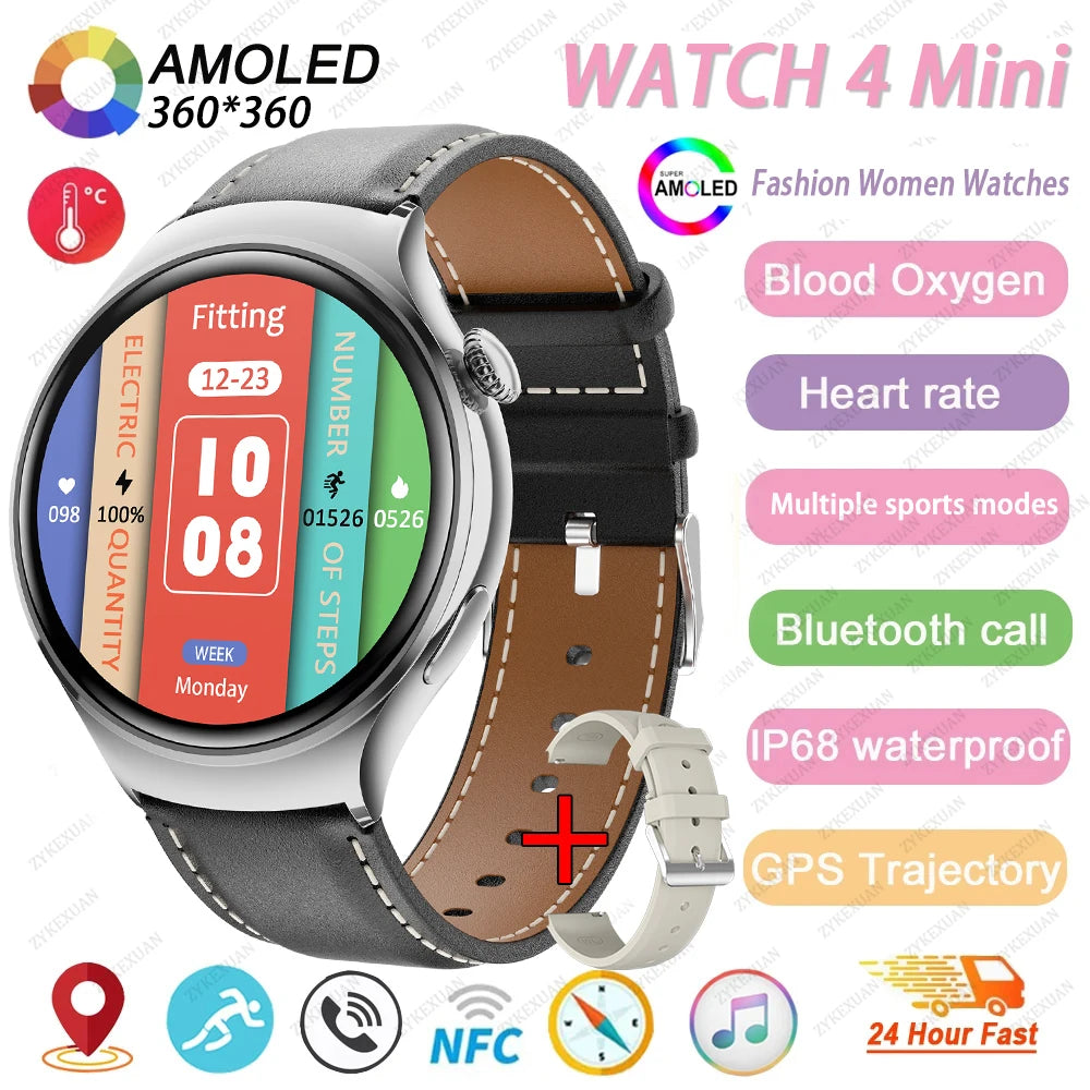 New For Huawei Mini 4 NFC Smart Watch Women Men GPS Tracker 1.27inch AMOLED Screen Health monitor Bluetooth Call Lady Smartwatch