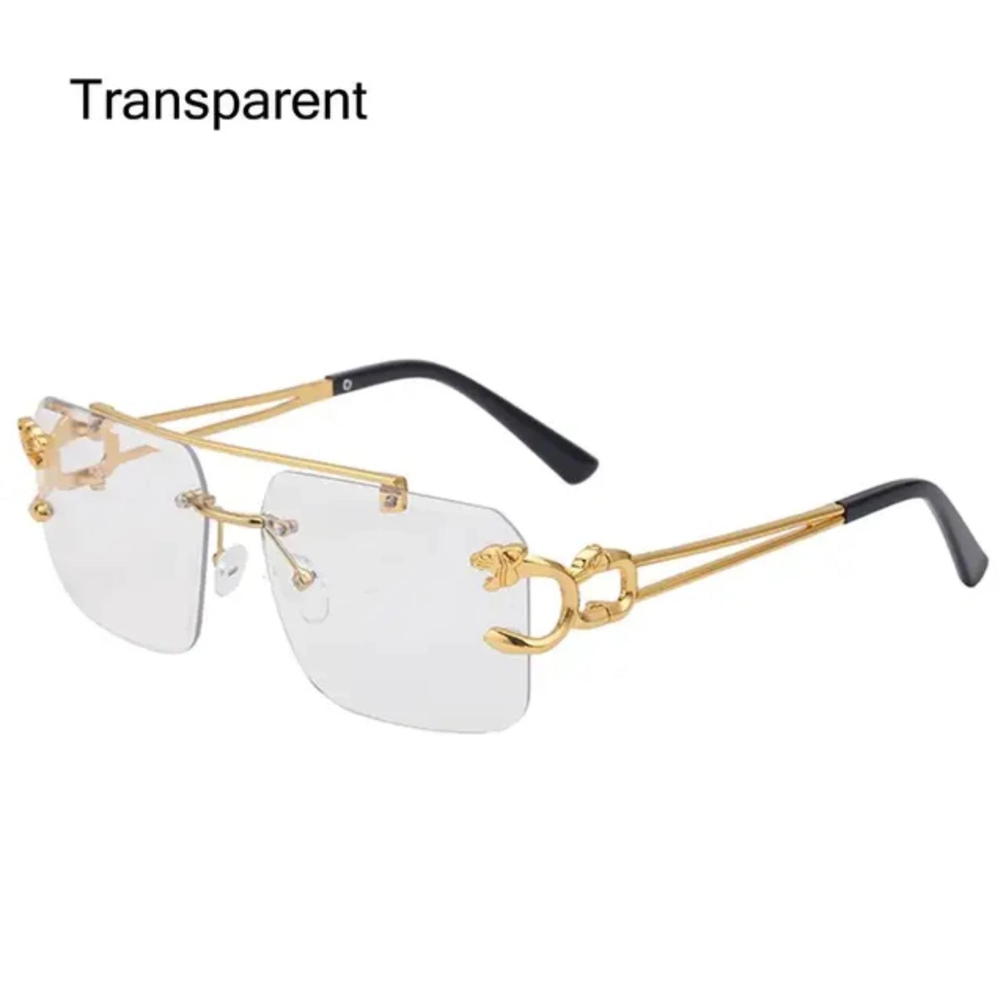 Retro Cheetah Decoration Rimless Sunglasses  Women Men Metal Steampunk Sun Glasses Frameless Fashion Shades UV400 Eyewear Gafas