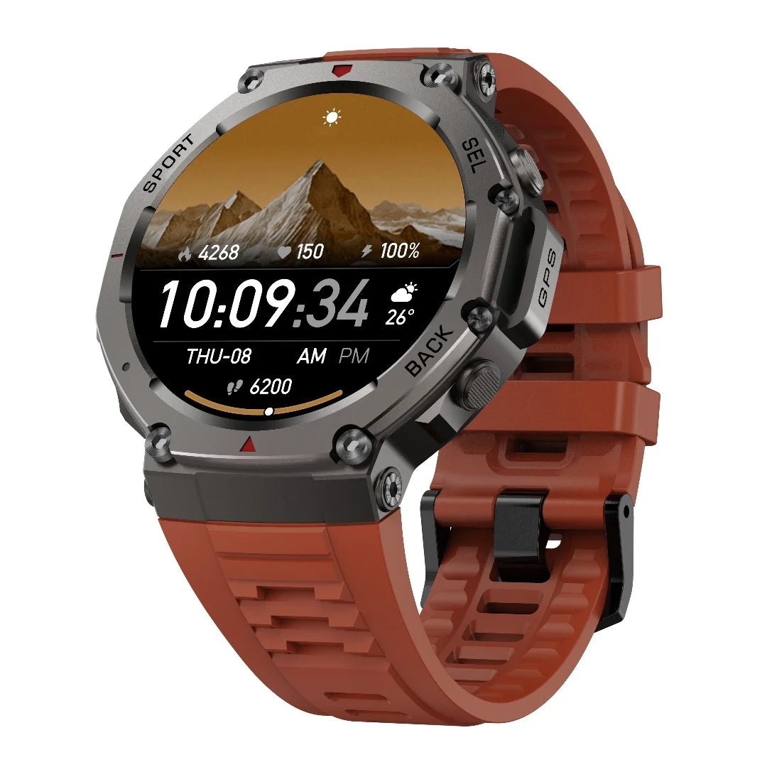 Rainbuvvy DM58 GPS Smart Watch 1.43 Inch AMOLED IPS Display Heart Rate Blood Oxygen 5ATM Waterproof Rugged Smartwatch