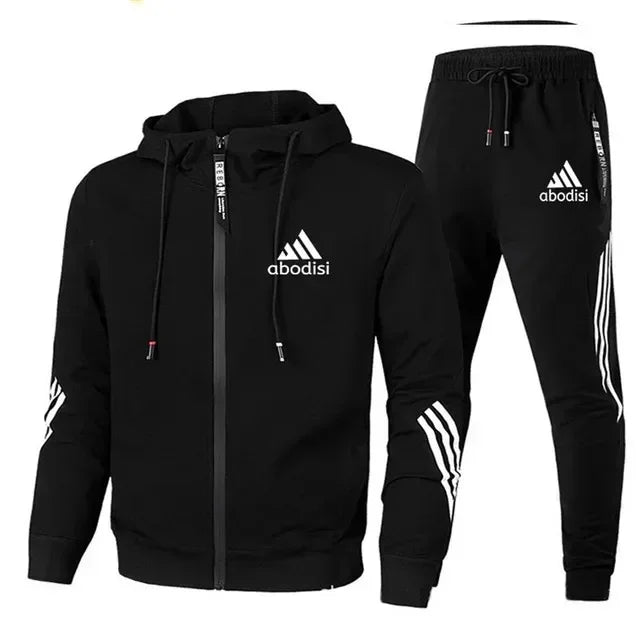 2025 Purchase new fashion sports men's zipper hoodie and casual sweatpants two-piece sweatshirt men's outdoor travel suit set