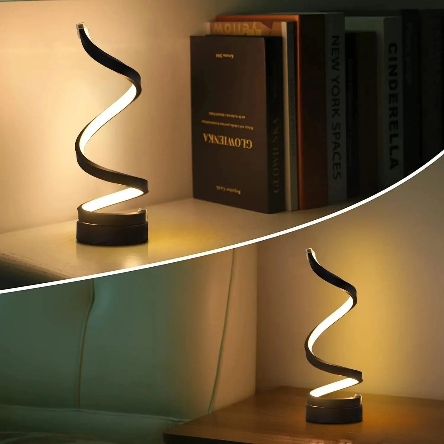 Table Lamps  Living Room,Modern Spiral Dimmable LED Table Lamp, Small Bedside Lamps, Nightstand Lamp  Bedroom Office Anime light