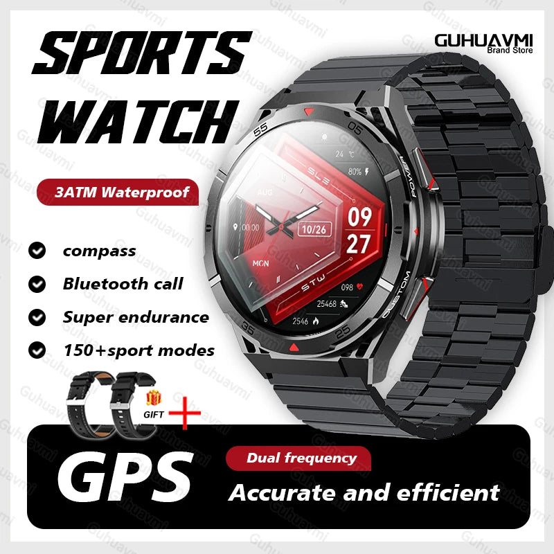 2025New for HUAEWI Military Grade GPS Smartwatch 150+Sport Mode BT Call 10ATM Waterproof Compass Health Monitoring for Men Watch