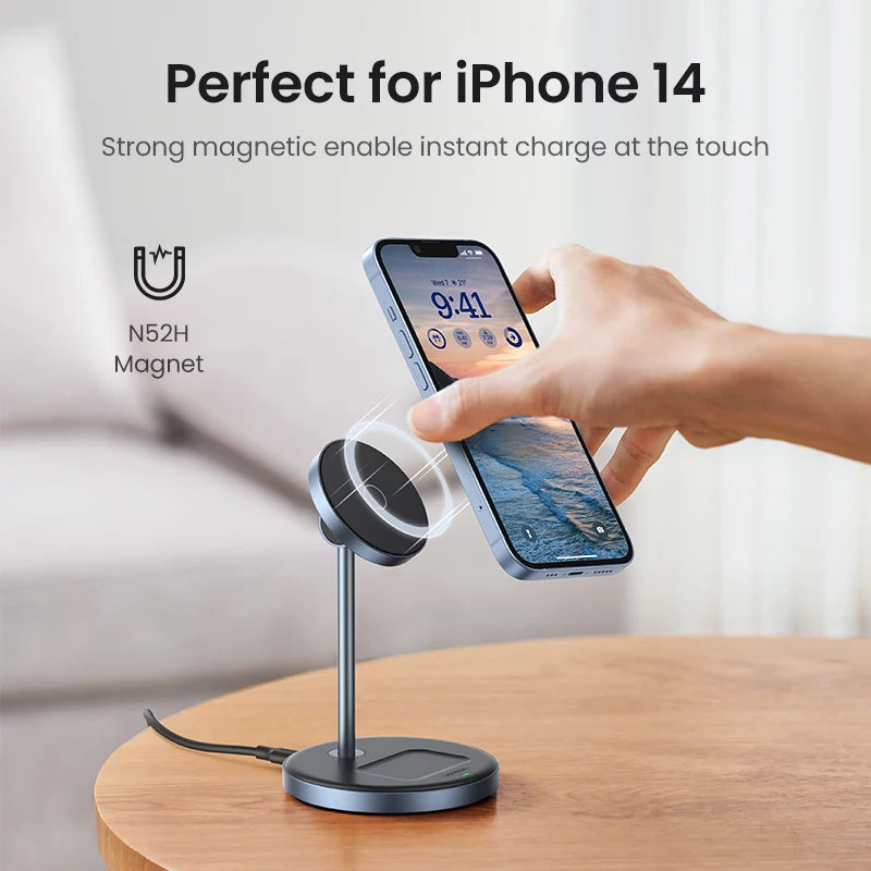 UGREEN Magnetic Wireless Charger Stand 20W Max 2-in-1 Charging Stand For iPhone 15 16 Pro Max/iPhone 14/AirPods Fast Charger