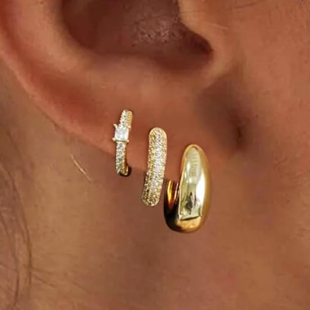 14K Gold Plated Copper Earrings Set Hypoallergenic Dainty Gold Hoop Earrings for Women Trendy Earring Stacks for Sensitive Ears