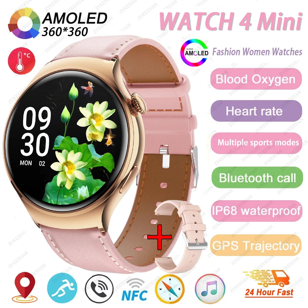 New For Huawei Mini 4 NFC Smart Watch Women Men GPS Tracker 1.27inch AMOLED Screen Health monitor Bluetooth Call Lady Smartwatch