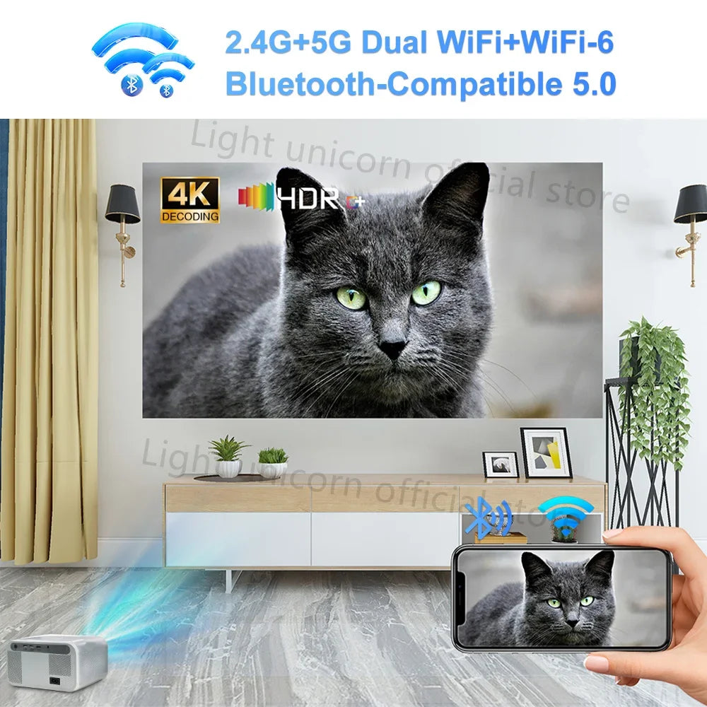 Light Unicorn X9 PRO Full Hd 1080P 4K Projector Android Wif6 Mini Portable Native 1920✖1080P Video HDR Home Theater TV Beam