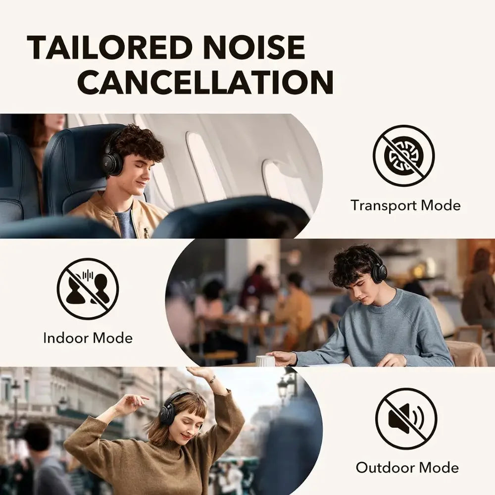 سماعات Soundcore من Anker Life Q30 Hybrid Active Noise Cancelling سماعات رأس لاسلكية تعمل بالبلوتوث فوق الأذن