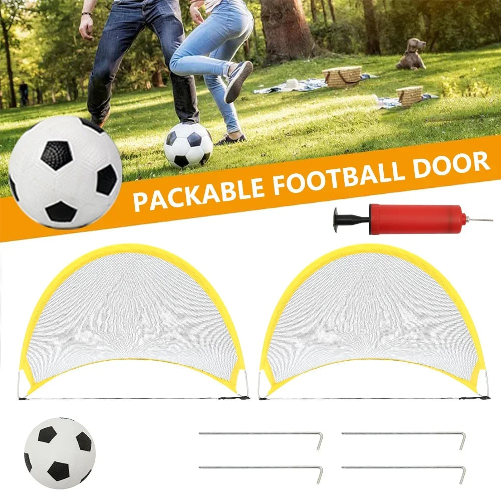 2Pcs Folding Football Goal Net Portable Soccer Training Goal Net Tent Kids Indoor Outdoor Play Toys Soccer Ball Practice Gate