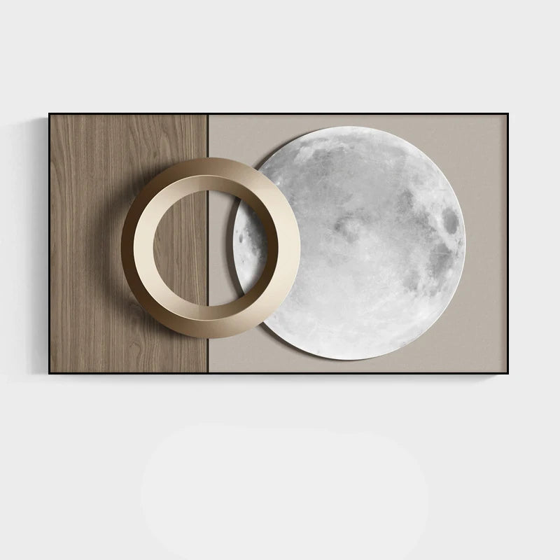 Modern Luxury Moon Canvas Painting Wall Art Abstract Geometry Golden Posters and Prints for Living Room Home Decoration No Frame