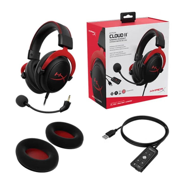 HyperX Cloud II Gaming Headset Hi-Fi 7.1 Surround Sound/Detachable Mic/USB Sound Card For PC PS Cloud 2 Wired Gaming Headphone