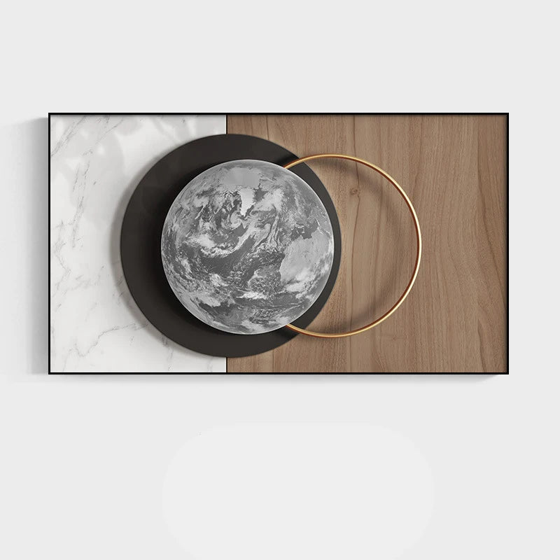 Modern Luxury Moon Canvas Painting Wall Art Abstract Geometry Golden Posters and Prints for Living Room Home Decoration No Frame