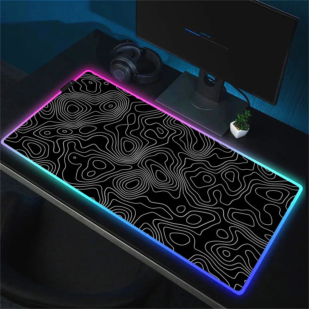 Strata Liquid Abstract Art RGB Mouse Pad LED Gaming Setup Accessories Mousepad XXL Desk Mat Locking Edge Mouse Pads Keyboard Mat