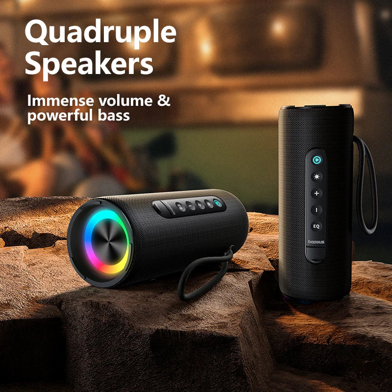 Baseus AeQur VO20 Portable Camping Speaker Bluetooth 5.3 Bass Sound box 15-Hour Playtime Wireless Mini Outdoor Speakers IPX5