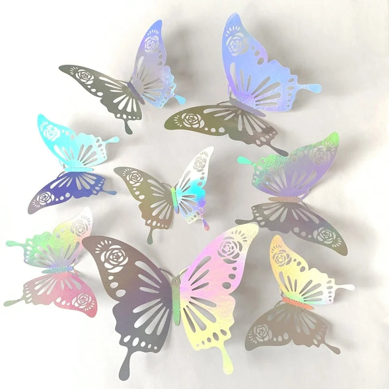 12Pcs Fashion 3D Hollow Butterfly Creative Wall Sticker For DIY Wall Stickers Modern Wall Art Home Decorations DIY Gift