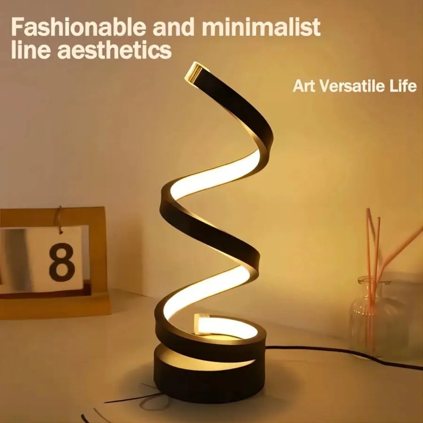 Table Lamps  Living Room,Modern Spiral Dimmable LED Table Lamp, Small Bedside Lamps, Nightstand Lamp  Bedroom Office Anime light