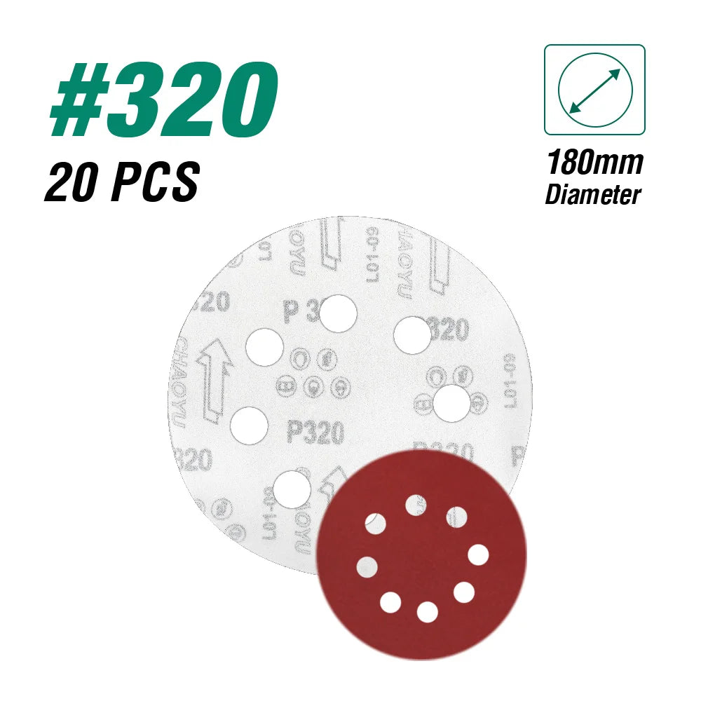 POSENPRO Sandpaper 180/225mm holes Sanding paper grits 180mm Electric Drywall Sander Polisher Aluminium Oxide Hook Loop