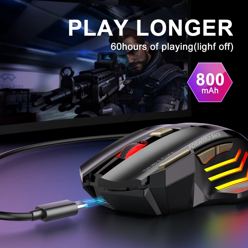 Rechargeable Bluetooth Mouse Wireless PC Gamer Mouse Computer Gaming Mouse Ergonomic Mause 5500 DPI  Mice For Laptop Ipad