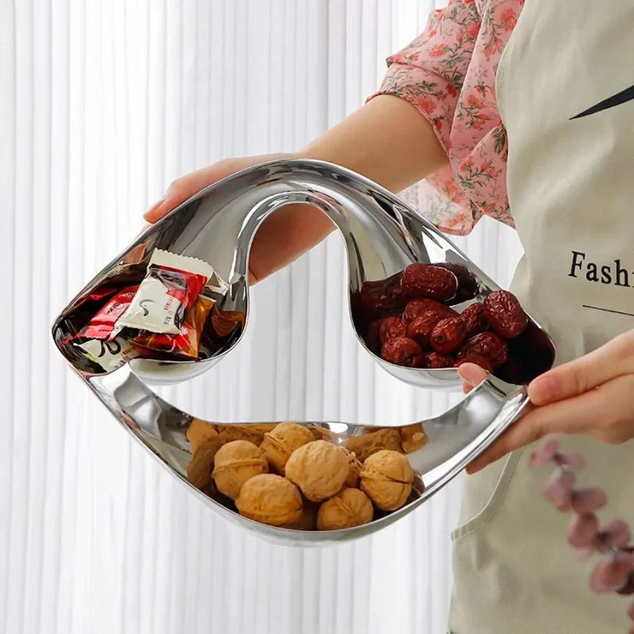 Snack Dessert Disc Serveware Dish Stainless Fruit Candy Tray Plate Home Table Decoration Dim Sum Dried Serving Bowl