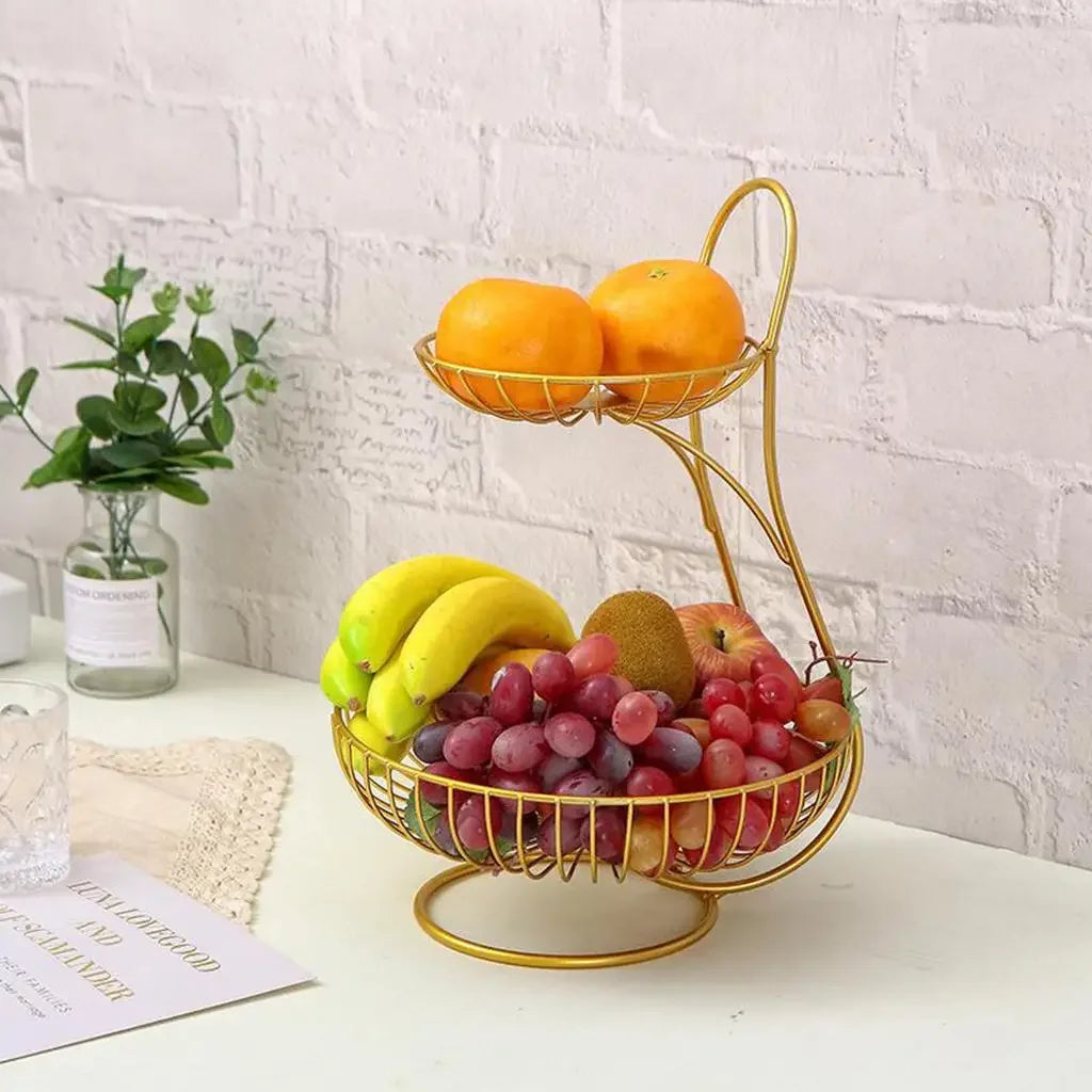 2/3-Tier Decorative Fruit Basket Vegetable Bread Holder  Organizer Wicker basket Foldable crate Picknick basket Cesto mimbre Gym