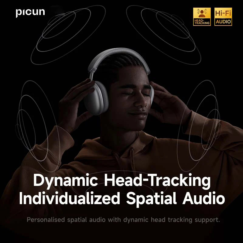 Picun F8 Pro ANC Wireless Headphones Head Tracking 3D Spatial Audio -52dB ANC HIFI Bluetooth Headset ENC HD Mic Low-Latency APP