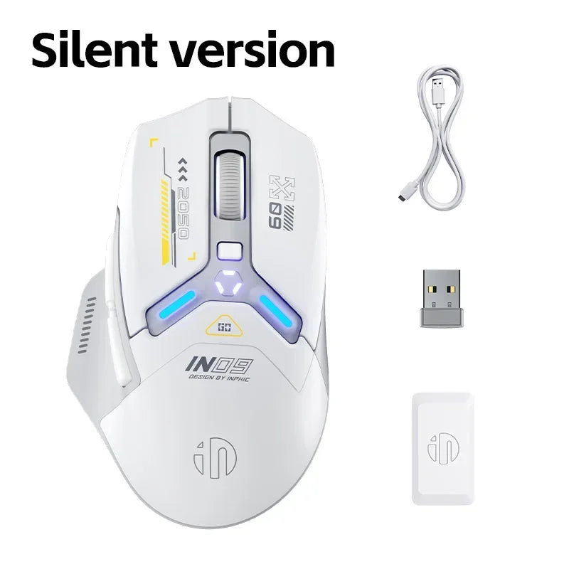 INPHIC IN9 Wireless Bluetooth Gaming Mouse Three-mode Ergonomic Macro RGB PUBG/LOL/CSGO Desktop Notebook Universal 10000DPI