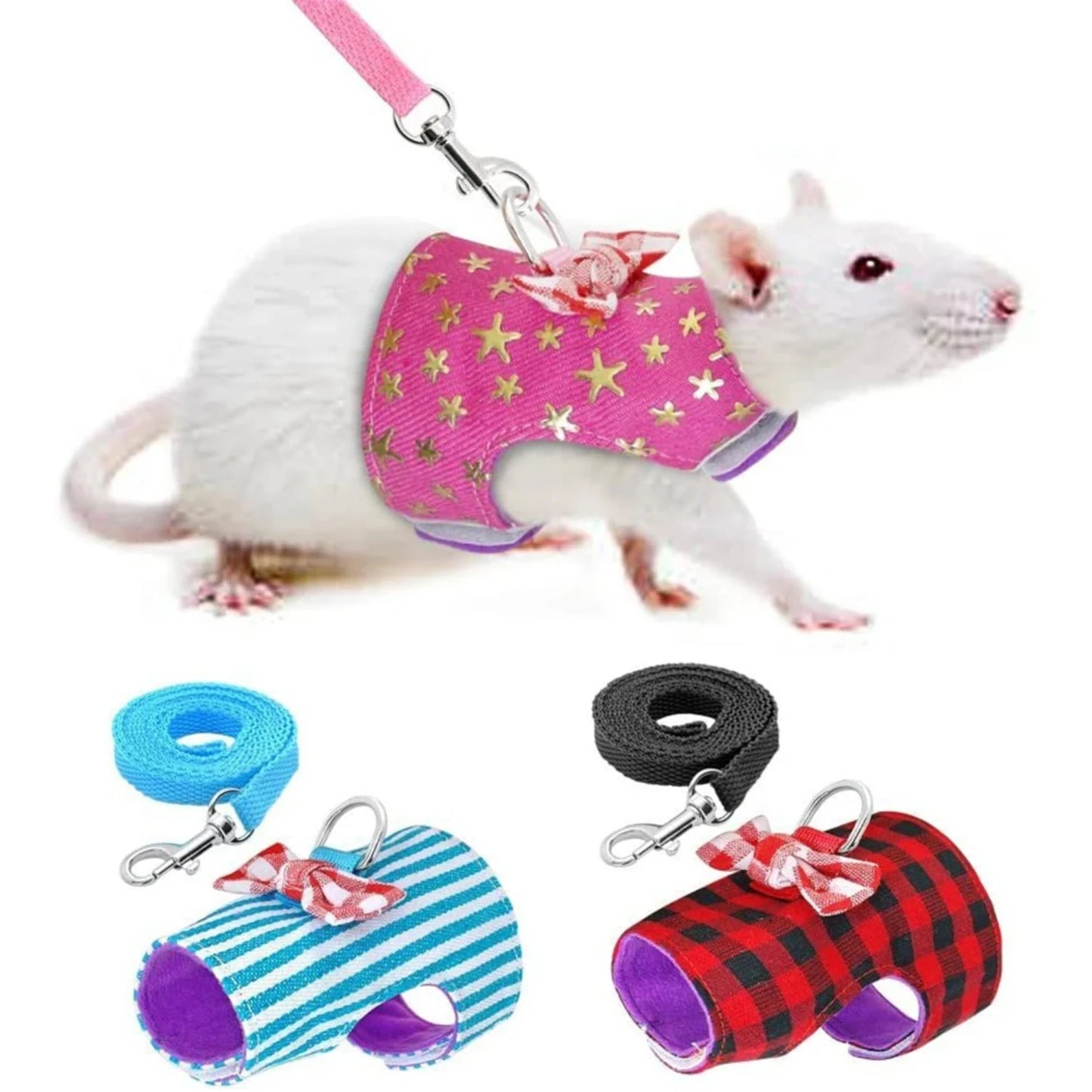 Small Pet Rabbit Harness Vest and Leash Set  Ferret Guinea Pig Bunny Hamster Puppy Bowknot Chest Strap Harness Pet Supplies Ropa