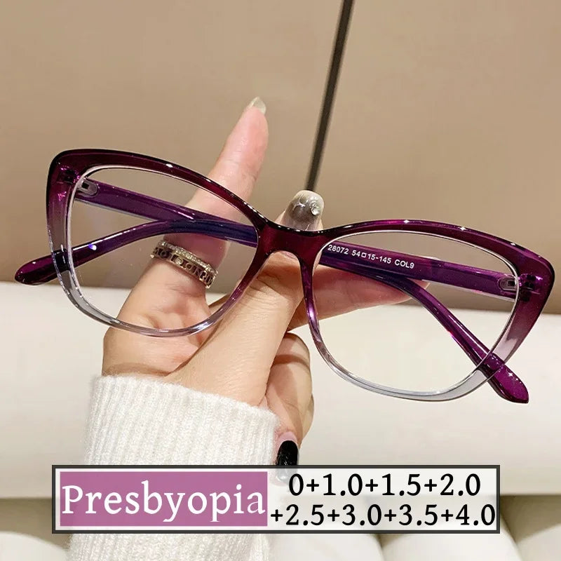 Cat eye presbyopia Glasses for Women Men Ultra-light far Sight Eyewear Fashion Prescription reading Eyeglasses Diopter 0 To +4.0