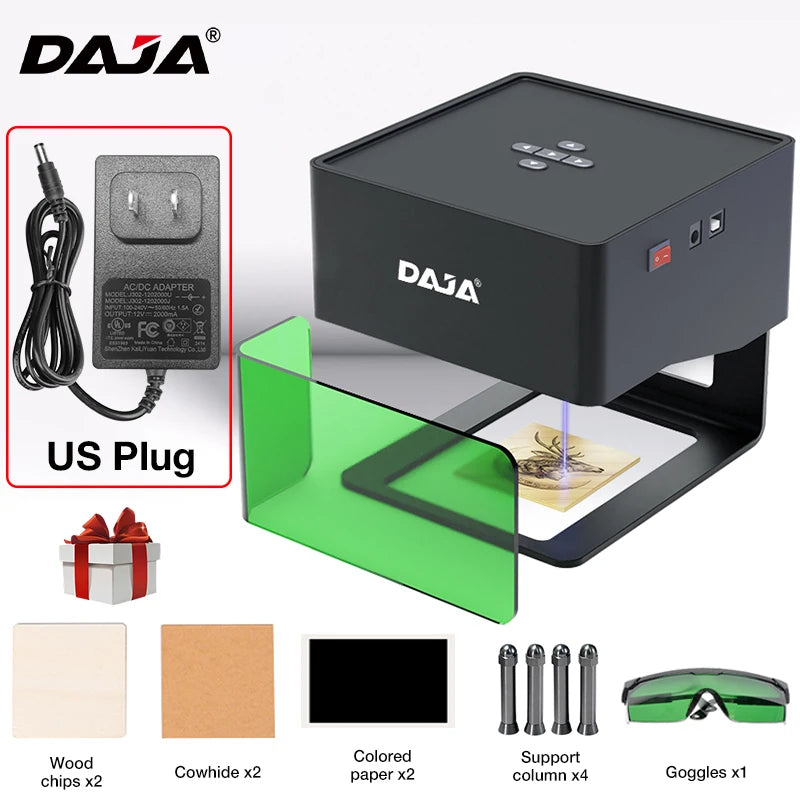 DAJA DJ6 Mini Portable Laser Engraver Diy Bluetooth Machine Painted Dog Tag Paper Leather Wooden Plastic Logo CNC Machine