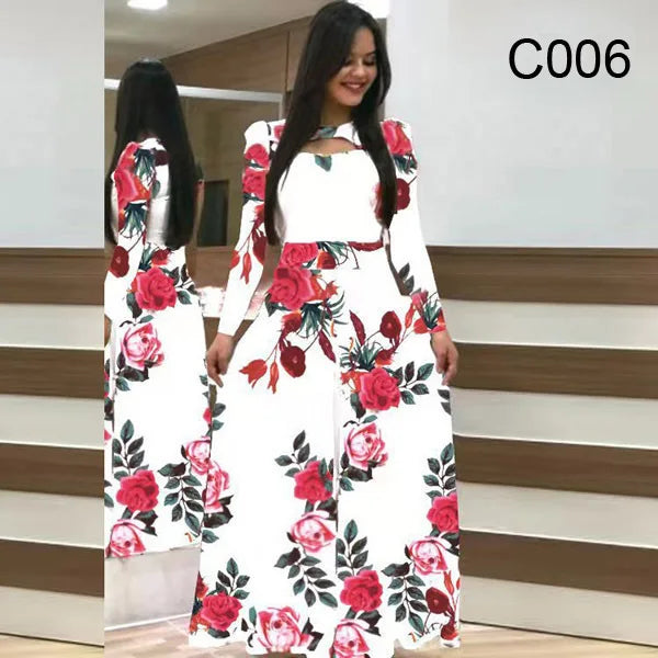 Spring /Autumn Fashion Flower Long Sleeved O-Neck Hollow Slim Fit Dress Women Elegant Long Vestido Maxi Clothes Robe Sexy Femme