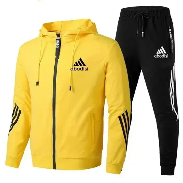 2025 Purchase new fashion sports men's zipper hoodie and casual sweatpants two-piece sweatshirt men's outdoor travel suit set