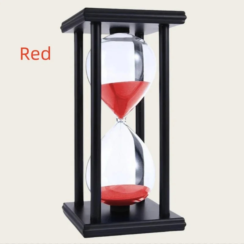 60 Minutes Wooden Black Frame Four Pillar Hourglass Children Do Homework Timer Creative Fall-Proof Sand Clock Home Decorations