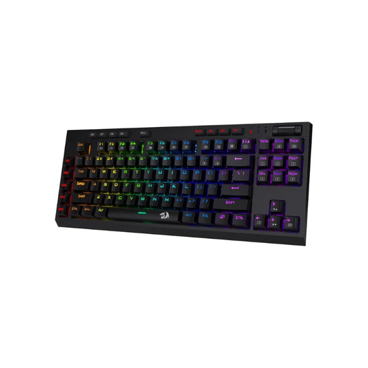 Redragon K596 Wired RGB Mechanical Gaming Keyboard, 87 Keys TKL Compact Keyboard Wrist Rest, Red Switches