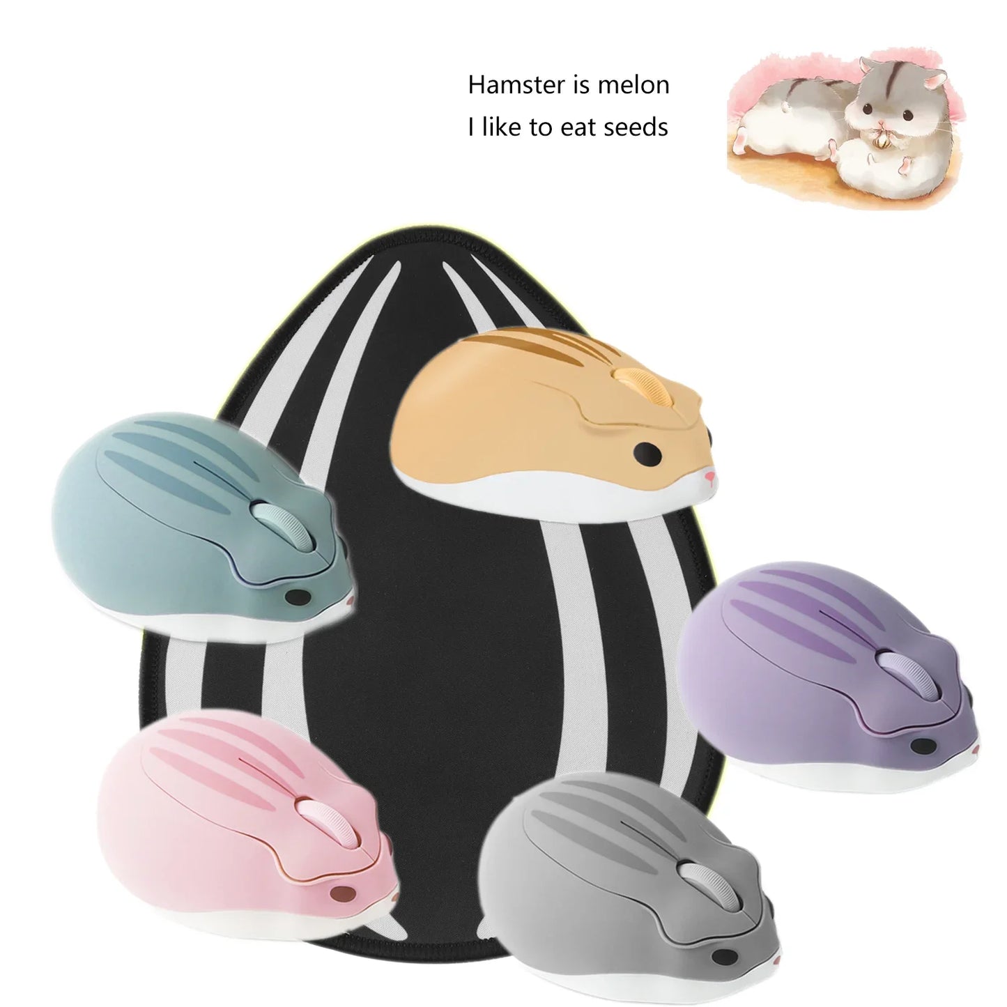 Free mouse pad 2.4G Wireless Cute Mouse Hamster Creative Cartoon Mause Ergonomic Mini 3D Optical Mouse