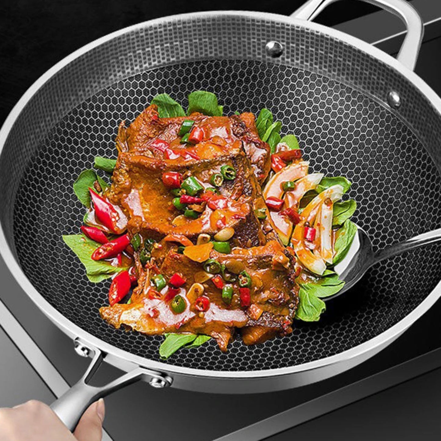 r Culinary Skills with this Top-Quality Wok Set, Enhancing Every Meal with Professional Grade Cookware. Stainless Steel Construc