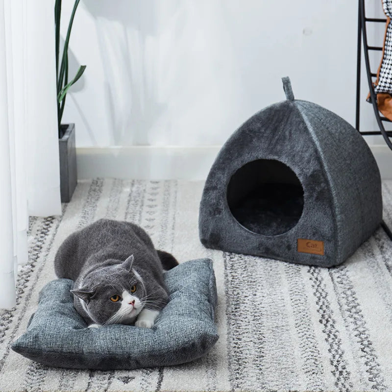 New Triangle Cat Nest Closed Cat House Pet Nest Warm Thickened Deep Sleep Kennel Pet Supplies Cat bed Cat mouse pad Cat climbing