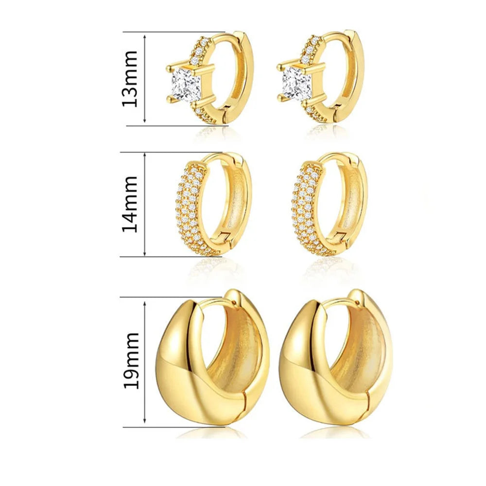 14K Gold Plated Copper Earrings Set Hypoallergenic Dainty Gold Hoop Earrings for Women Trendy Earring Stacks for Sensitive Ears