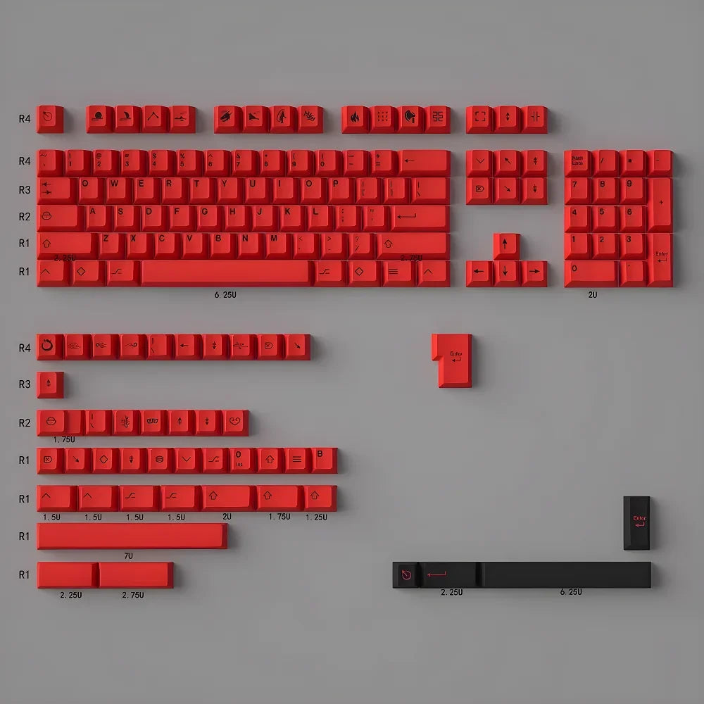 PBT heat sublimation candle dragon note red mechanical keyboard keycaps 148 keys thickened original height suitable for 60/87