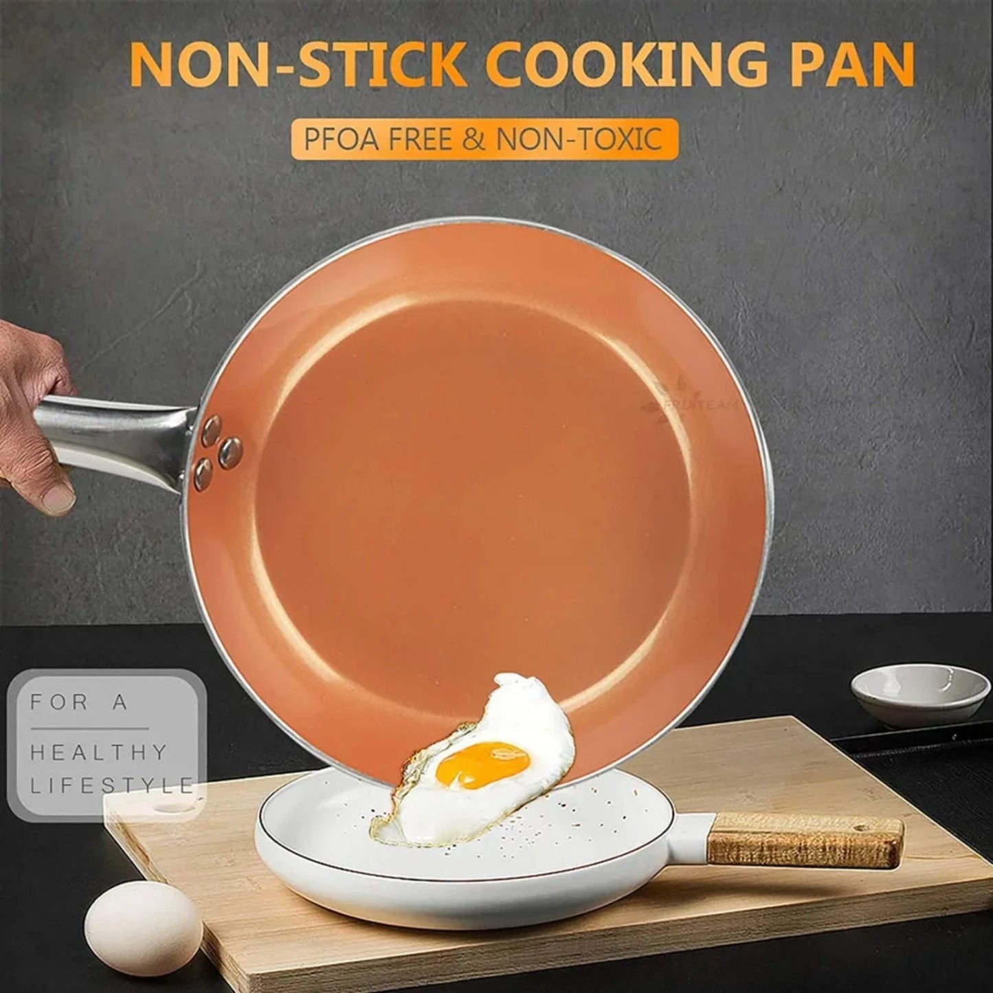 Non-Stick Copper Cooking Pans: Versatile and Durable Option for Effortless Frying on Gas and Induction Cooktops - Ideal for Ever