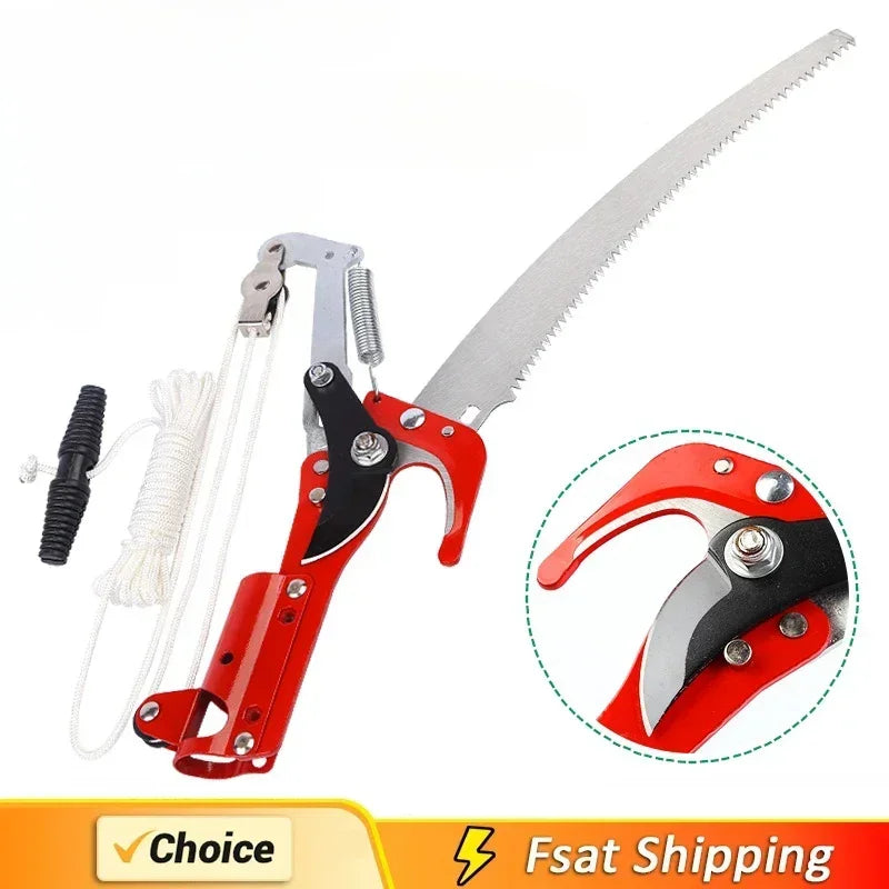 High Altitude Three Pulley Pruning Scissors Tree Pruner Branches Cutter Garden Shears Saw Fruit Pick Cutting Tools Without Rod