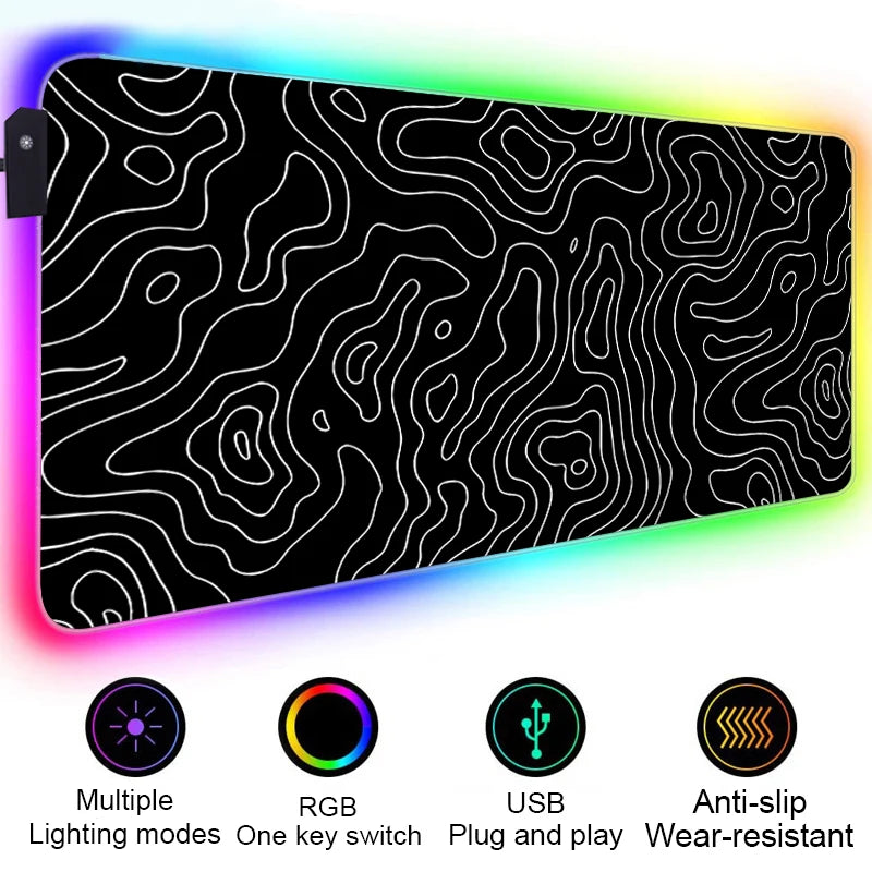 Strata Liquid Abstract Art RGB Mouse Pad LED Gaming Setup Accessories Mousepad XXL Desk Mat Locking Edge Mouse Pads Keyboard Mat