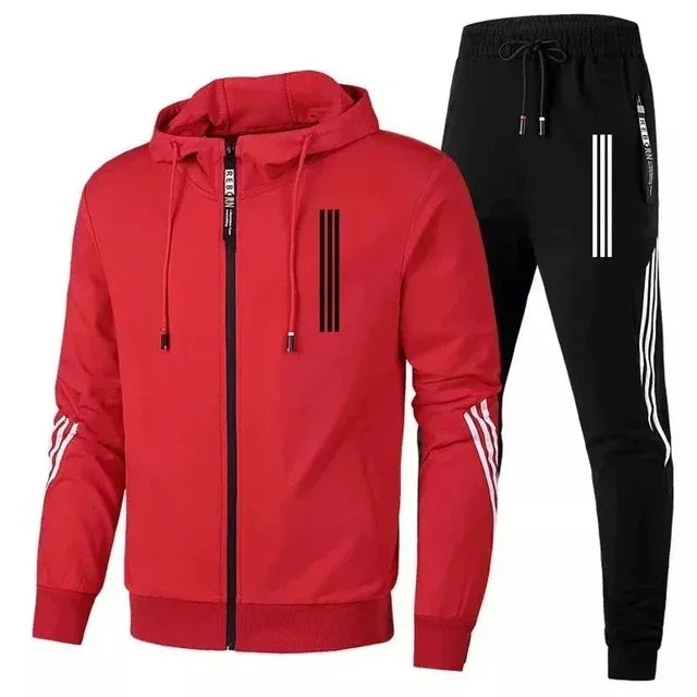 2025 Men's Hoodies+Pants Sets Triple Slant Hoodie Jacket Sport Zipper Tracksuits Sports Jogging Male Fitness Clothing Two Piece