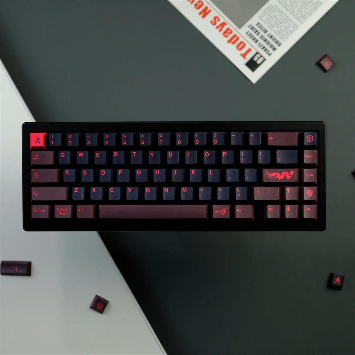 غطاء مفاتيح Red Dragon PBT الأصلي، ارتفاع، تصعيد، لوحة مفاتيح ميكانيكية مناسبة، مخصصة