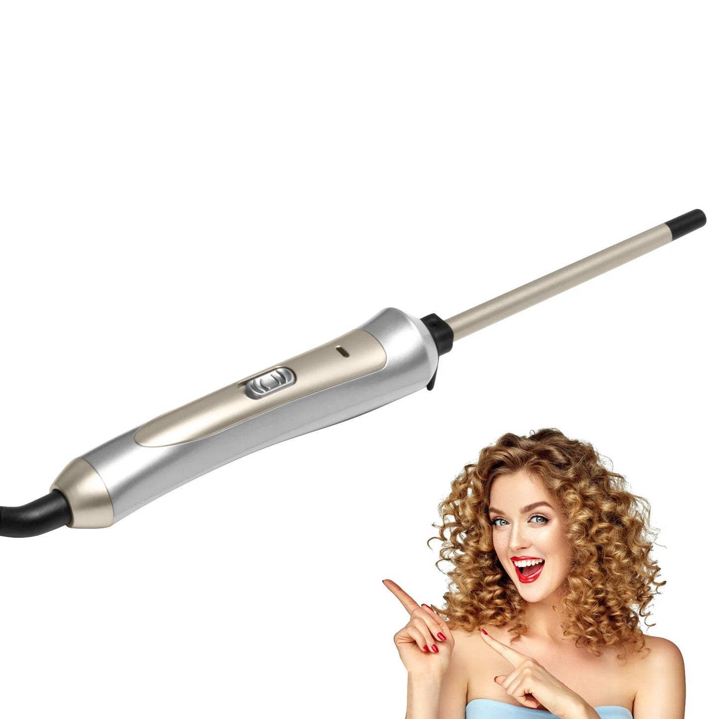 Hair Curler Ceramic 7mm Hair Curling Wand Small Hair Deep Curly Hair Curlers Rollers Curling Iron Rotating 360 Degree