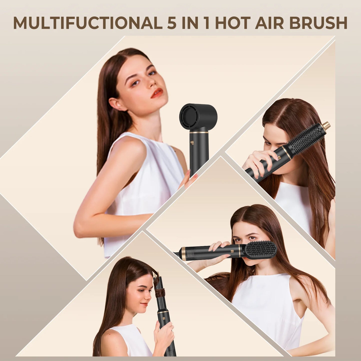 5 in 1 Electric Hair Dryer Comb Hair Straightener Comb Negative Ion Curling Iron Styling Tools Multifunctional Hot Air Brush